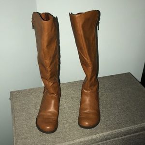 Brown knee high boots